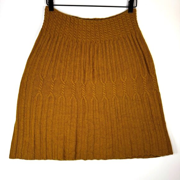 Far Away From Close Anthropologie Skirt Small Mustard Wool Blend Cable Knit Boho - Picture 4 of 12